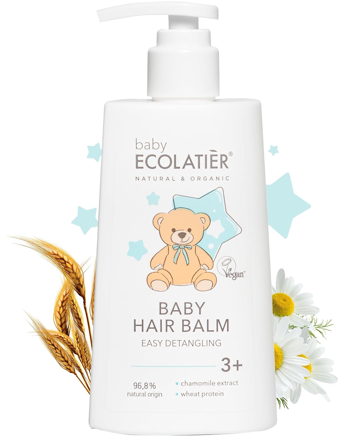 Kids Hair Balm Easy Detangling 3+ - Baby Conditioner Tear-Free, Toddler Hair Detangler, Kids Conditioner for Curly Hair, 96.8% Natural Ingredients, Vegan Certified, Cruelty-Free - 8.5 Fl Oz