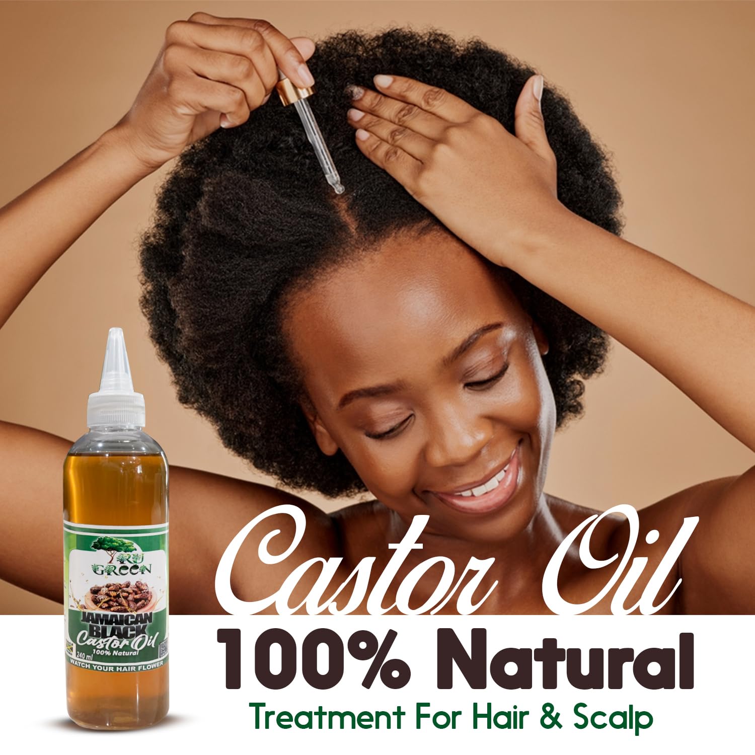 Tru Green Pure Castor Oil, Jamaican Black Castor Lightly Roasted (8 Oz) For All Hair Types. Stimulates hair Follicles And Promotes Growth for Hair, Brows, Skin, And Hair Moisturizer. - Image 3