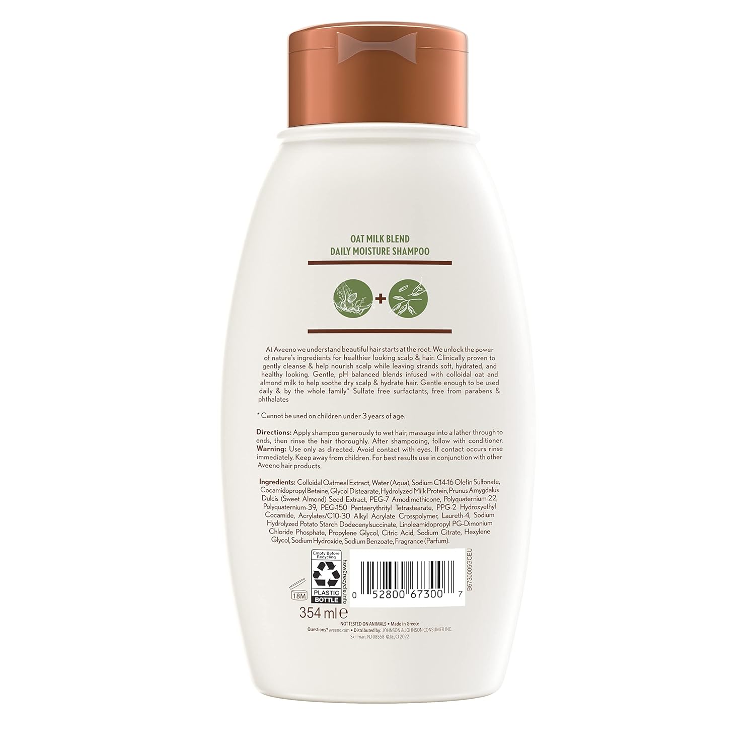 Aveeno Oat Milk Moisturizing Shampoo 12 Fl Oz for All Hair Types Color Safe - Image 2