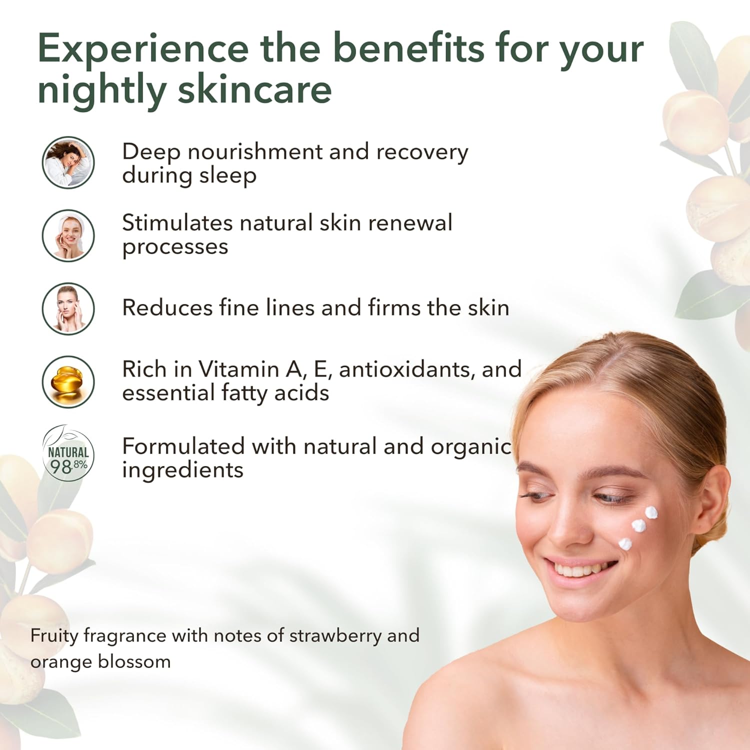 Night Cream with Organic Argan Oil – Revitalizing & Nourishing, Anti-Aging Face Moisturizer with Vitamin C, Vegan, 97.7% Natural Ingredients, 1.7 Fl Oz - ECOLATIER - Image 4
