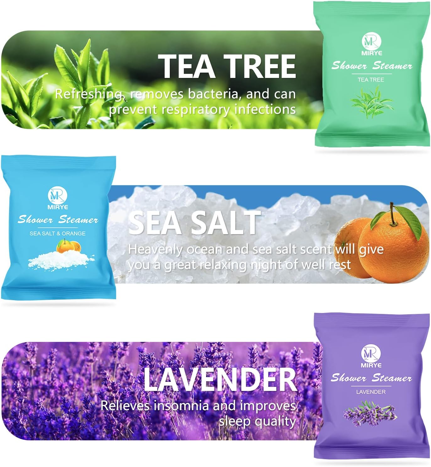 Shower Steamers Aromatherapy for Women and Men, 24-Pack Organic Shower Bombs with Essential Oil, Rose, Watermelon, Tea Tree, Orange, Sea Salt, Lavender Stress Relief Birthday Gifts for Her - Image 3