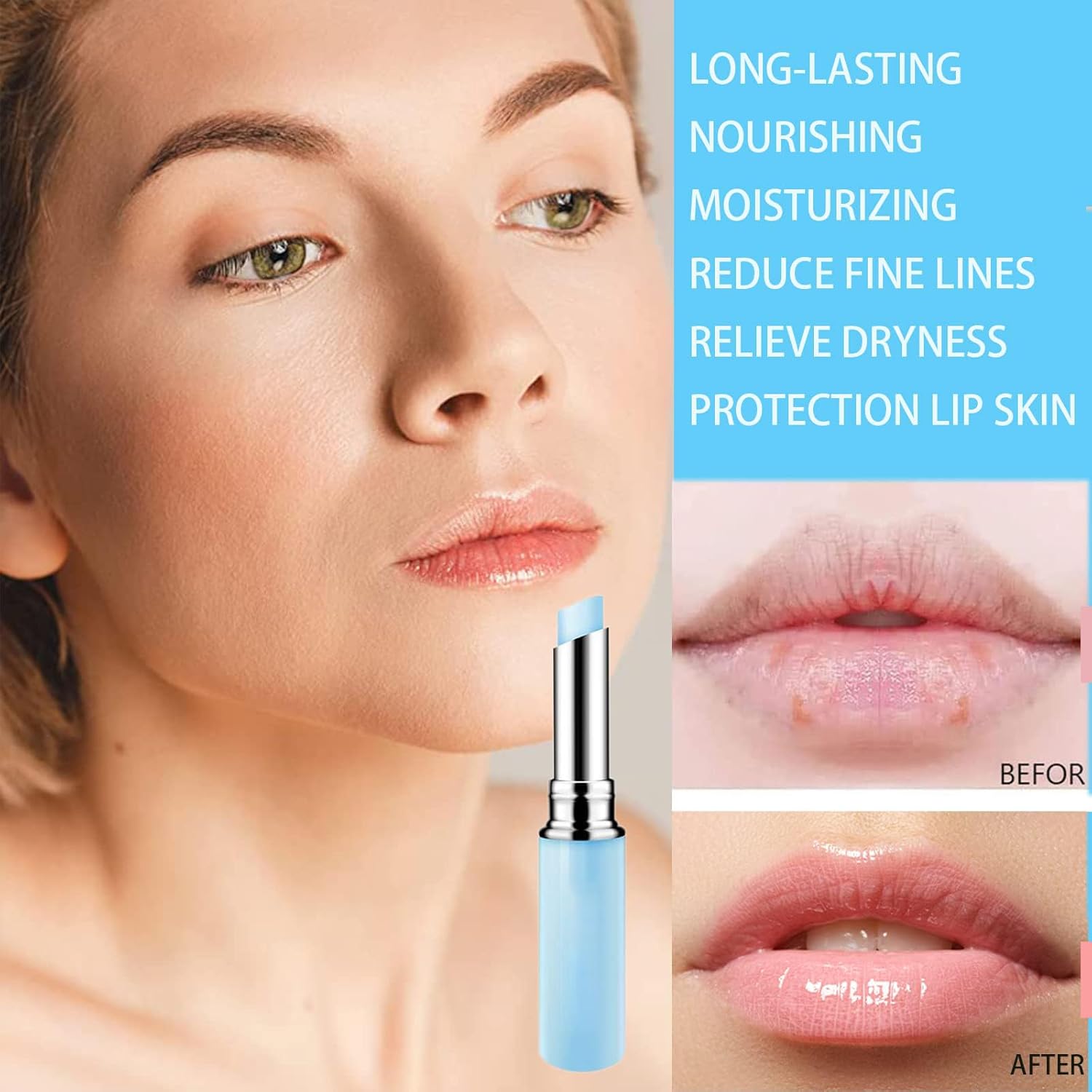 Hyaluronic Acid Lip Balm Long-lasting Moisturizing Nourishing Lips Reduce Fine Lines Relieve Dryness Protect Lip Skin Natural Extract Lip Balm (New Packing) (Hyaluronic acid) - Image 6