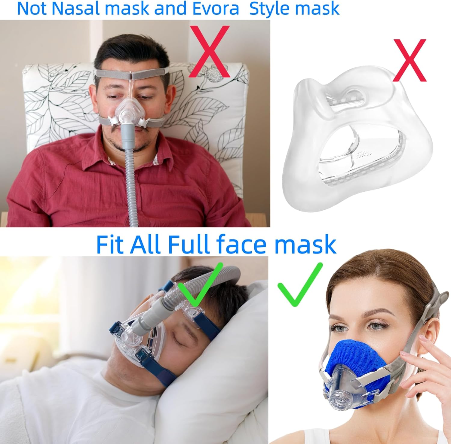 4 Pack CPAP' Mask Liners, Covers for Seal Mask Cushion Comfort Silky CPAP' Mask Covers One Size Fit All Full Face Masks,Improve The Comfort of Wearing The Mask (Blue) - Image 6