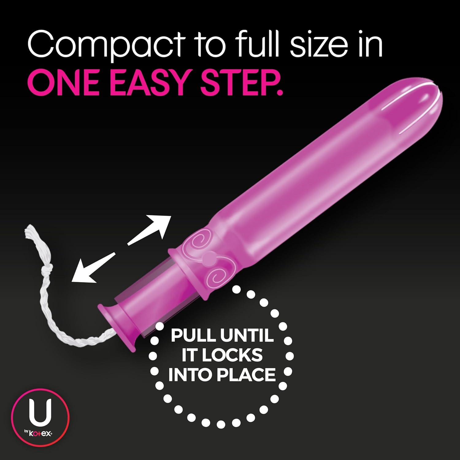 U by Kotex Click Compact Tampons Regular Absorbency Unscented 90 Count Total Pack - Image 3