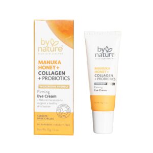 By Nature Eye Cream - Manuka Honey, Collagen, and Probiotics - Hydrating Under Eye Cream for Dark Circles - Skincare from New Zealand - .5oz