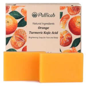 Kojic Acid Soap, Turmeric Soap Bar Dark Spot Remover with Kojic Acid, Vitamin C, Shea Butter, Olive Oil, Skin Brightening, Exfoliating Facial Bar, Radiant Skin, Gift for Women, 2 Bars