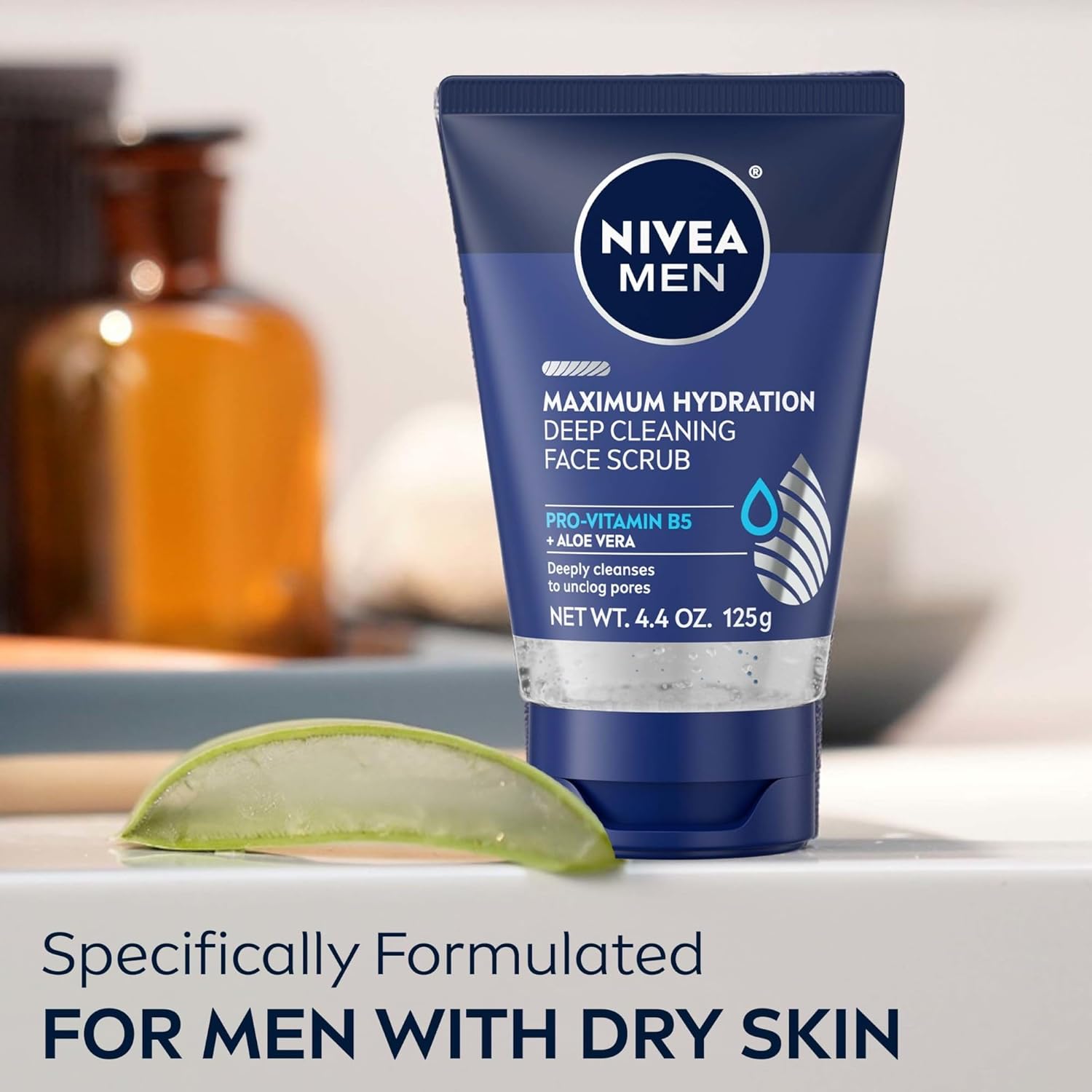 NIVEA MEN Maximum Hydration Deep Cleaning Face Scrub with Aloe Vera, Skin Care Gifts for Dad, 4.4 Oz Tubes, Pack of 3 - Image 5