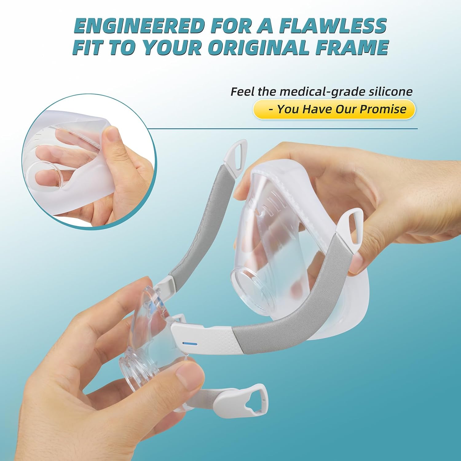 2 Pack AirFlt F20 Replacement Cushion, Compatible with F20 Original Full Face Mask, Perfect Fit Nose and Mouth, Prevent Sleep Apnea Mask Supplies (Medium) - Image 5