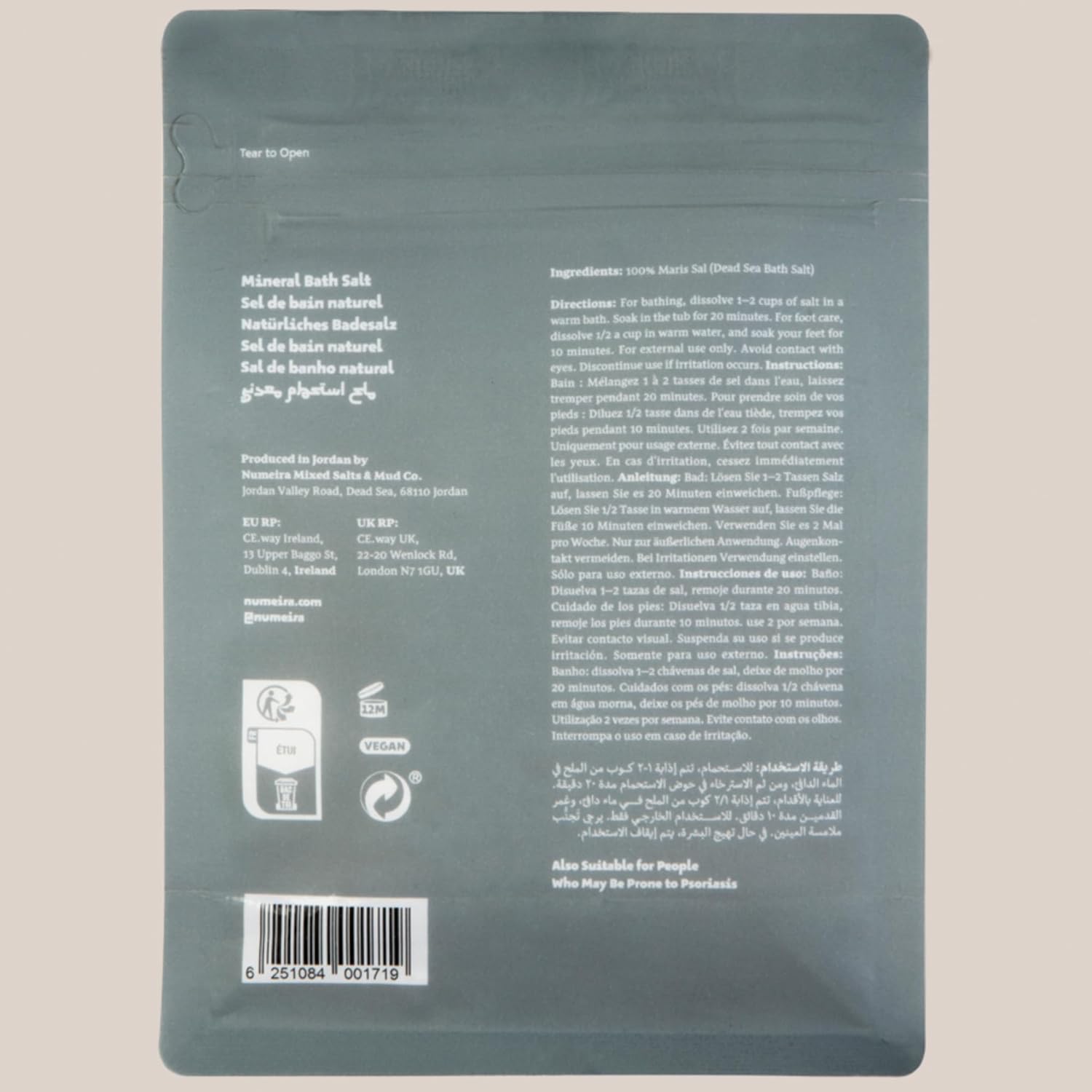 Natural Coarse Dead Sea Mineral Bath Salts Relaxing Soak 2.2 lb Bag - Image 7