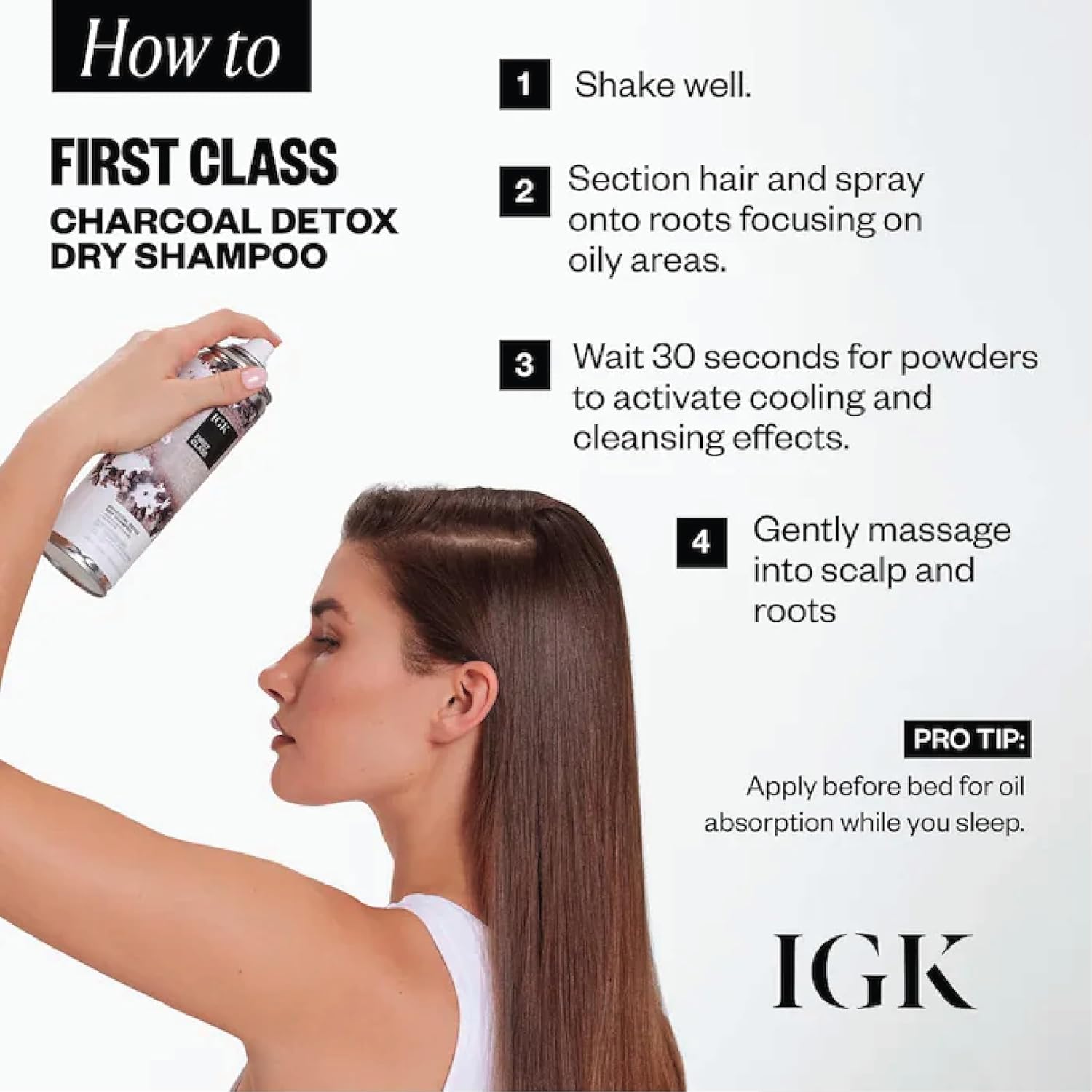 IGK First Class Charcoal Detox Dry Shampoo Travel Size | Extends Style for Days | Cleanses, Absorbs Oil and Refreshes | Eliminates Odor Post-Workout | 2.0 Fl Oz (Pack of 2) - Image 5