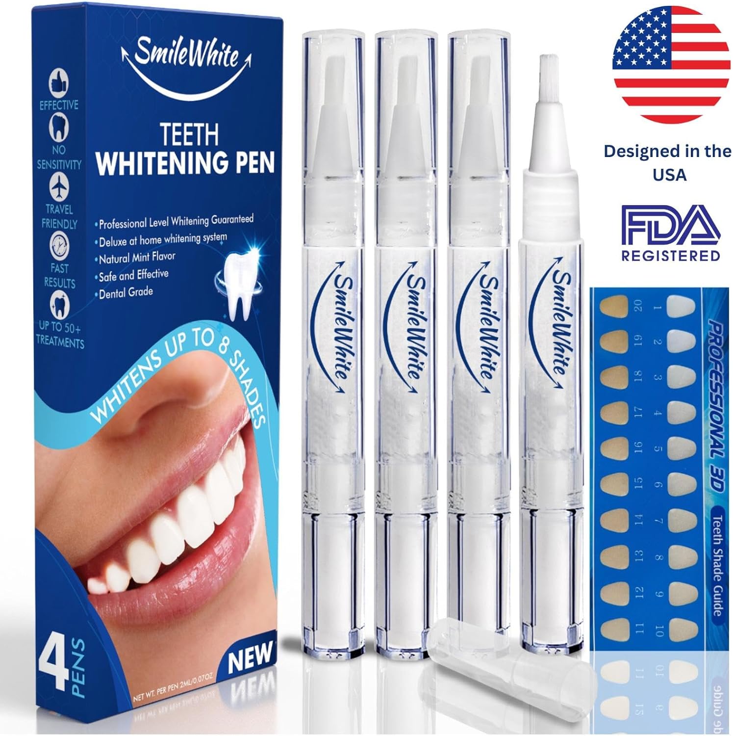 Teeth Whitening Pen (4 Pack), No Sensitivity Teeth Whitening Gel, Best Teeth Whitening Pen, Removes Stains, Effective, Enamel Safe, Fast Results, Travel Friendly, Natural Mint Flavor - Image 4