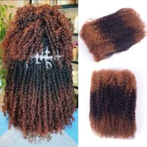 Afro Kinky-Curly Human Hair Bulk for Twist, Dreadlocks Making, Repairing and Extending Locs,100% Afro Kinkys Bulk Human Hair Ombre color, 50g/pack Can be Dyed (#30/1B/#30) (12inch)