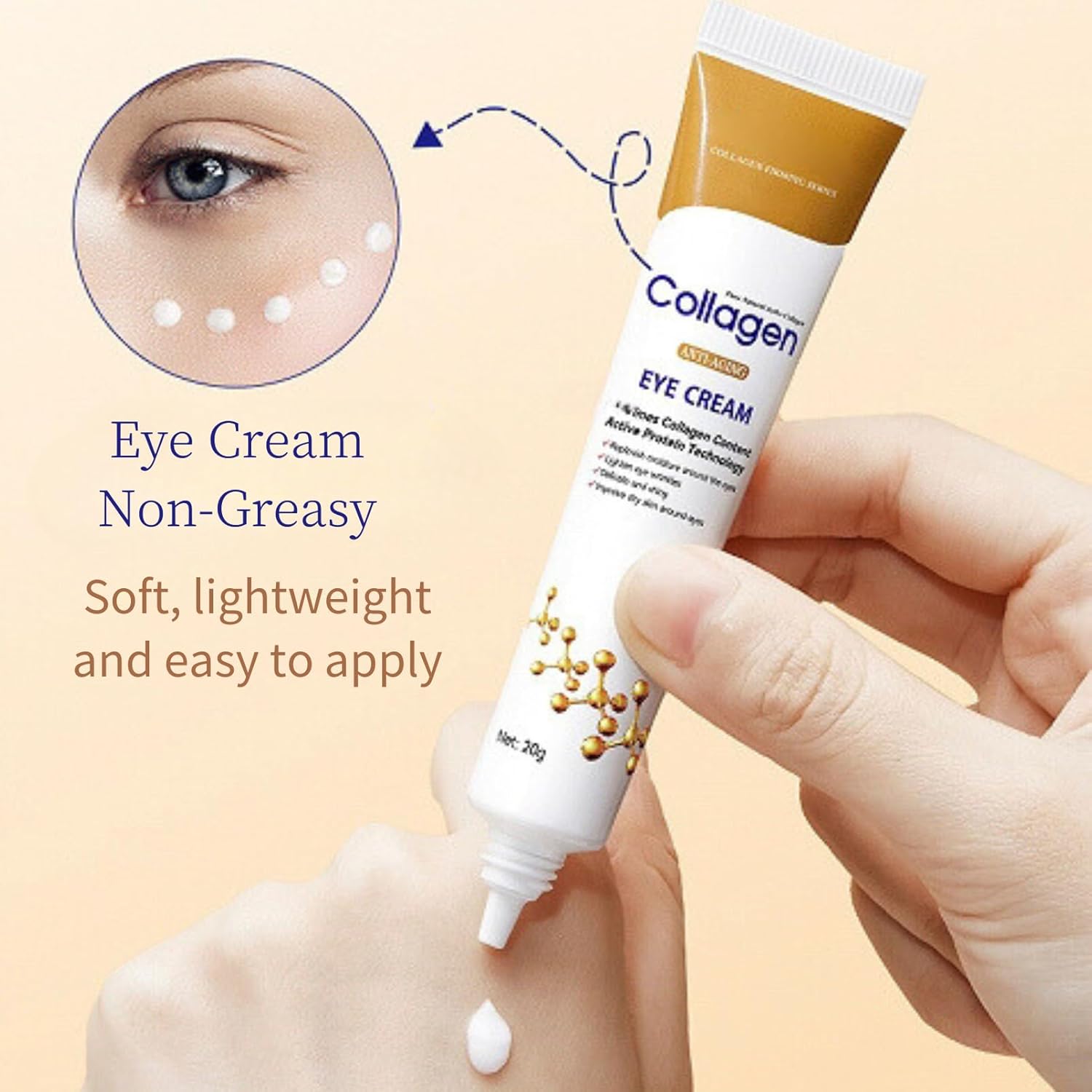 Collagen Eye Cream Anti Aging - Eye Cream for Puffiness and Bags Under Eyes - Under Eye cream for Dark Circles - Moisturizing Eye Serum - Eye Bags Treatment for Women - Firming Eye Treatment Products - Image 3