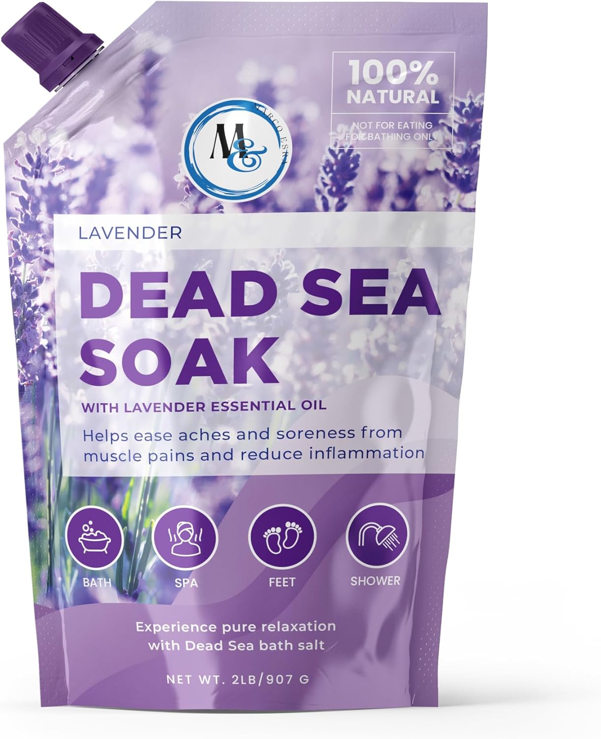 Dead Sea Salts for Soaking, Mineral Salt for Bath, Spa, Shower β More Minerals Than Epsom Salt, Pure and Natural Bath Salt for Foot Soak, Fine Salt Mined from Dead Sea 2 Pound (Lavender)