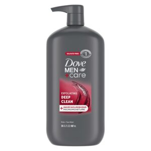 Dove Men+Care Body and Face Wash Exfoliating Deep Clean for Men, with 24-Hour Nourishing Micromoisture Technology Body Wash, 30 oz