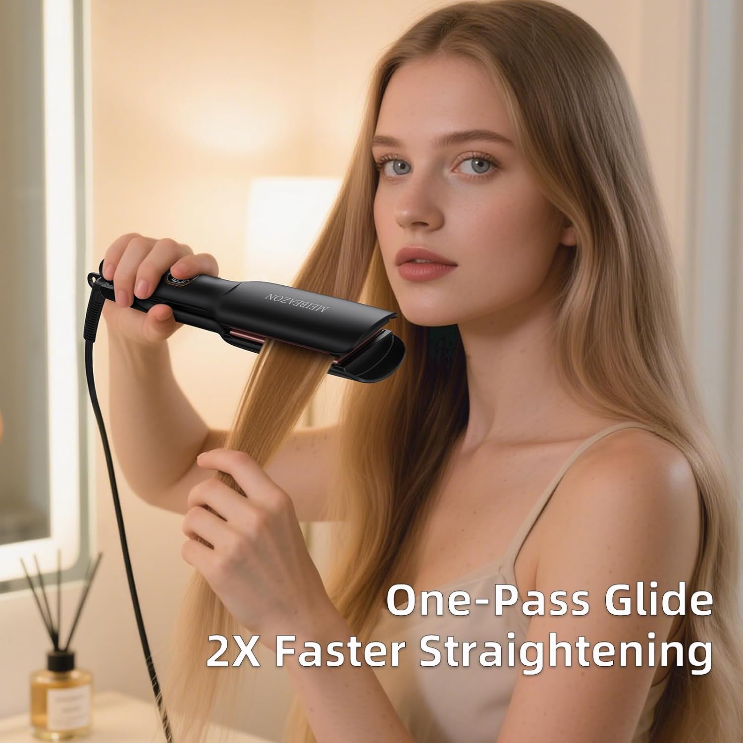 Flat Iron Hair Straightener – 1.7”Wide Ceramic Plate with Negative Ionic Technology, Digital Temp Control & Dual Voltage for Curly/Thick/Coily Hair - Image 2