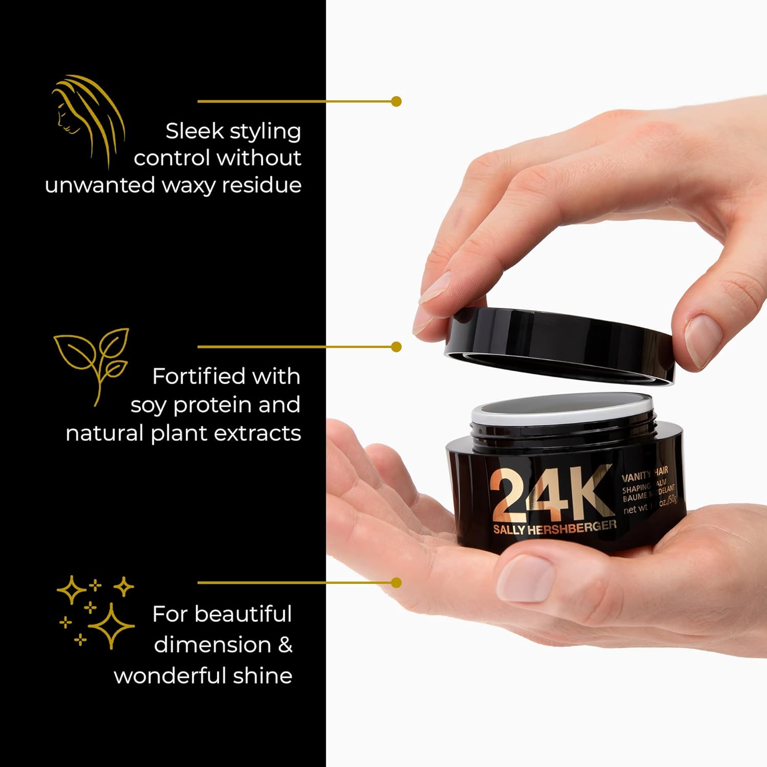 Sally Hershberger 24K Hair Shaping Balm 1.7oz Flexible Hold Pomade for All Hair Types - Image 2