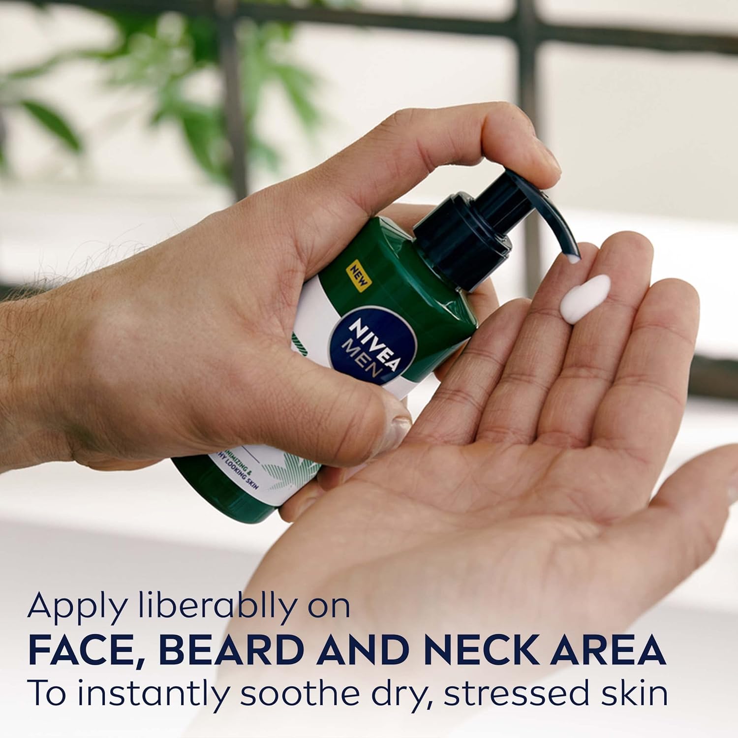 NIVEA MEN Sensitive Calm Face and Beard Balm, Beard Moisturizer, Face Moisturizer for Men, 5 Fl Oz Pump Bottle - Image 6