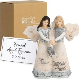 Pavilion Elements Angels Figurine - Double Angel Figure Display - "Truly Blessed to Have A Wonderful Friend Like You" Printed Text, Angel Collectibles, Sister Angel Figurines, Friend Theme, 5"