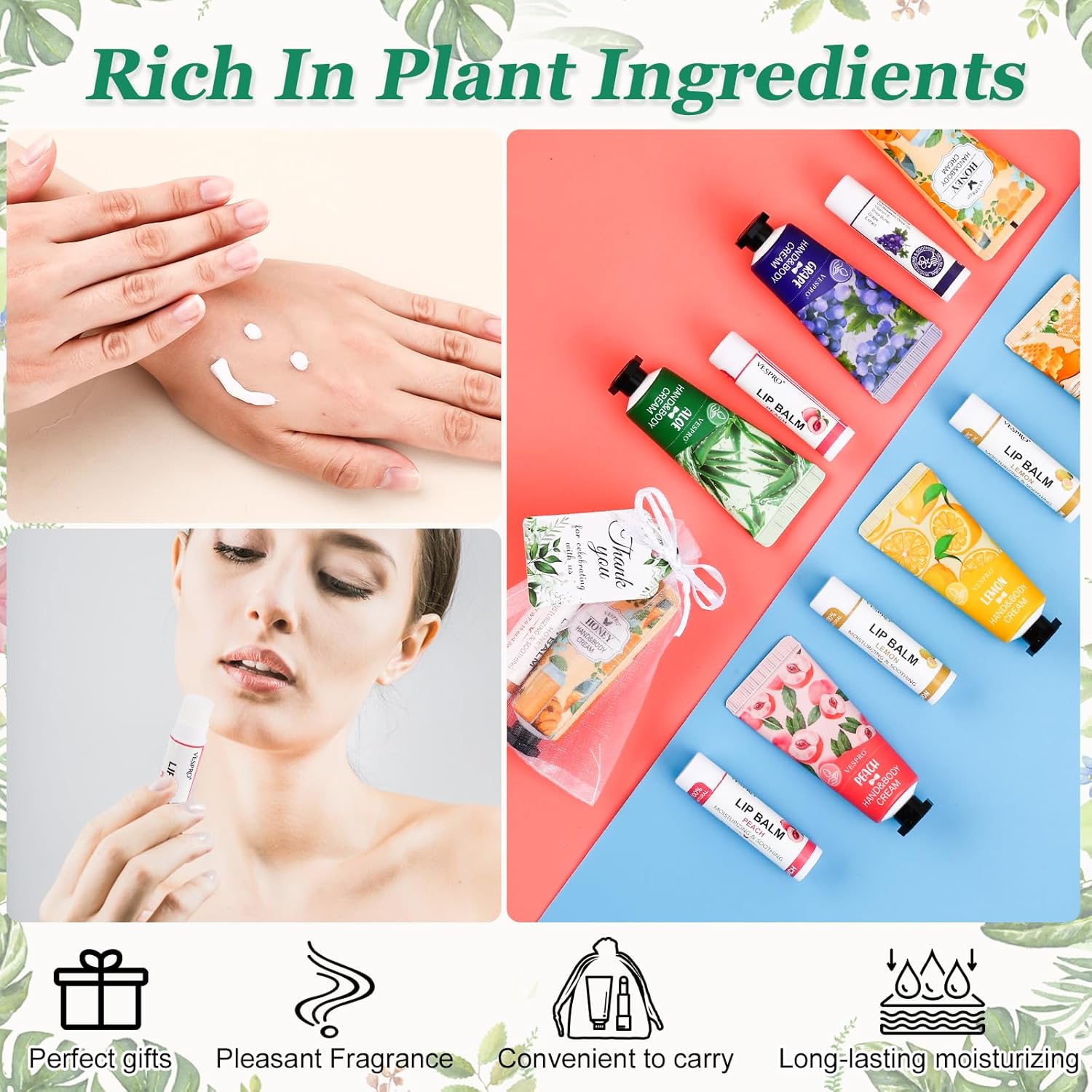 50 Sets Bulk Hand Cream and Lip Balm Wedding Bridal Shower Baby Shower Favors for Guests - Image 3