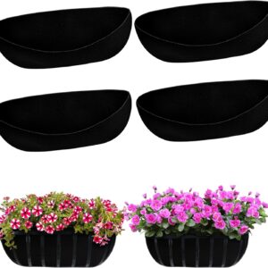 24 Inch Planter Basket Liner Fabric Window Box Liner 4 PCS Trough Planter Liners Black Flower Basket Liner for Outdoor Garden Wall Hanging Planter Vegetable Flower