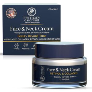 Neck Firming Cream with Collagen, Retinol & Hyaluronic Acid – Radiant Renewal Trio – Anti-Aging Neck & Décolleté Cream for Lifting, Tightening, and Wrinkle Reduction – 1.7 oz