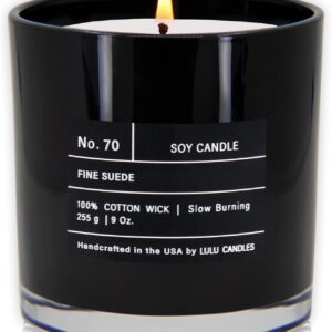 Lulu Candles | Fine Suede | Luxury Scented Soy Jar Candle | Hand Poured in The USA | Highly Scented & Long Lasting (9 Oz.)