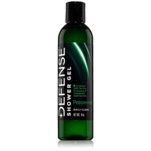 Defense Soap Organic Peppermint Body Wash | All Natural Mint Shower Gel with Tea Tree Oil, Eucalyptus Oil. Wrestling Inspired, For All Mens & Womens Skin Types. 8 oz