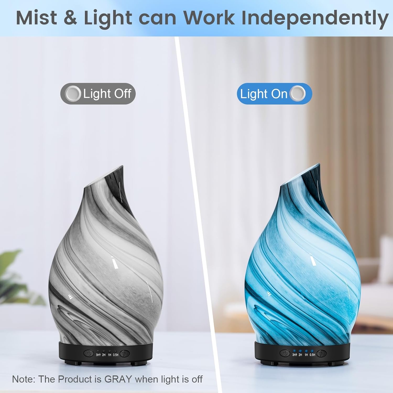 120ml Glass Essential Oil Diffuser with 7 LED Colors and Timer for Home Use - Image 3