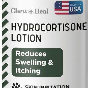 Chew + Heal Labs Hydrocortisone Lotion for Dogs - 4 oz Anti Itch Cream for Irritated Skin, Flea Bites, Itching, and More - Made in The USA