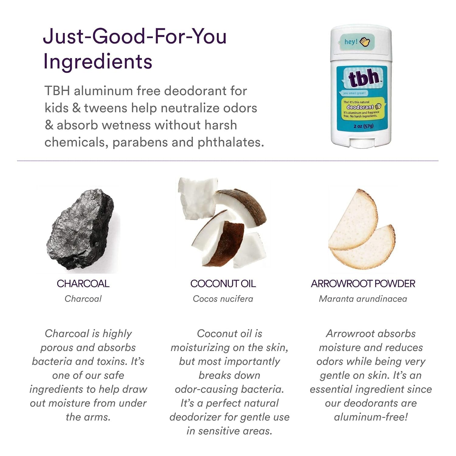 TBH Kids Unscented Natural Aluminum Free Deodorant for Girls & Boys - 3 Pack - Image 4