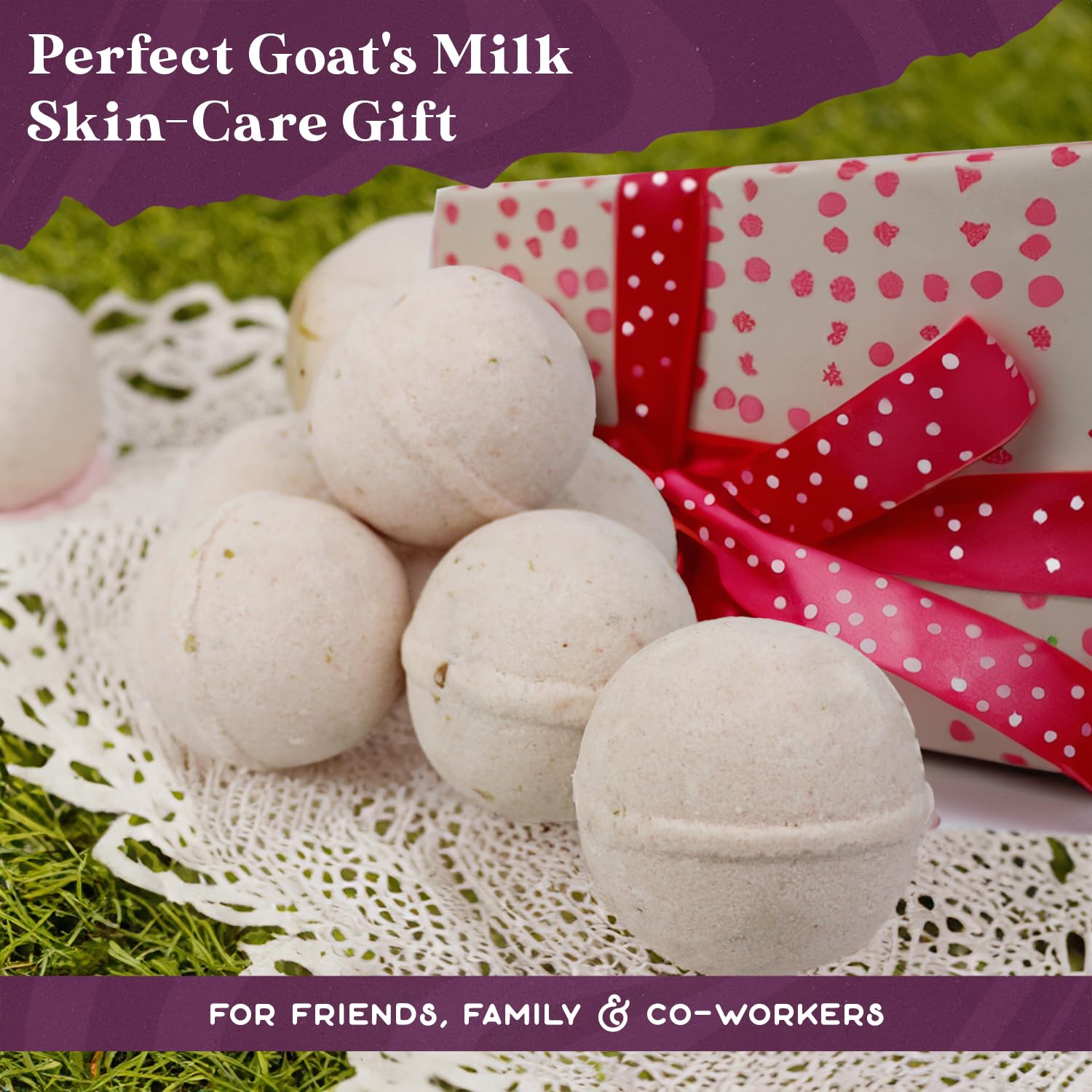Purple Canyon Glowing Goat Natural Bath Bombs | Skin Moisturizing Goat Milk with Pink Calamine Clay for Sensitive Skin | Fragrance Free Handmade Bath Bombs for Skin Care - Image 7