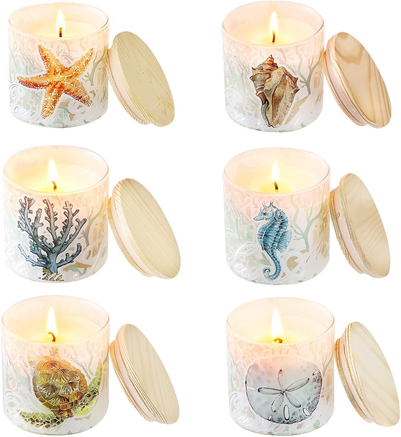 Jar Candles Scented with Lid Gift Set of 6 Ocean Theme Jar Different Fragrance Candles Soy Wax Aromatherapy Jar Candles Take Harsh Smells Away Candle for Home Scented Stress Relief and Relaxation - Image 7