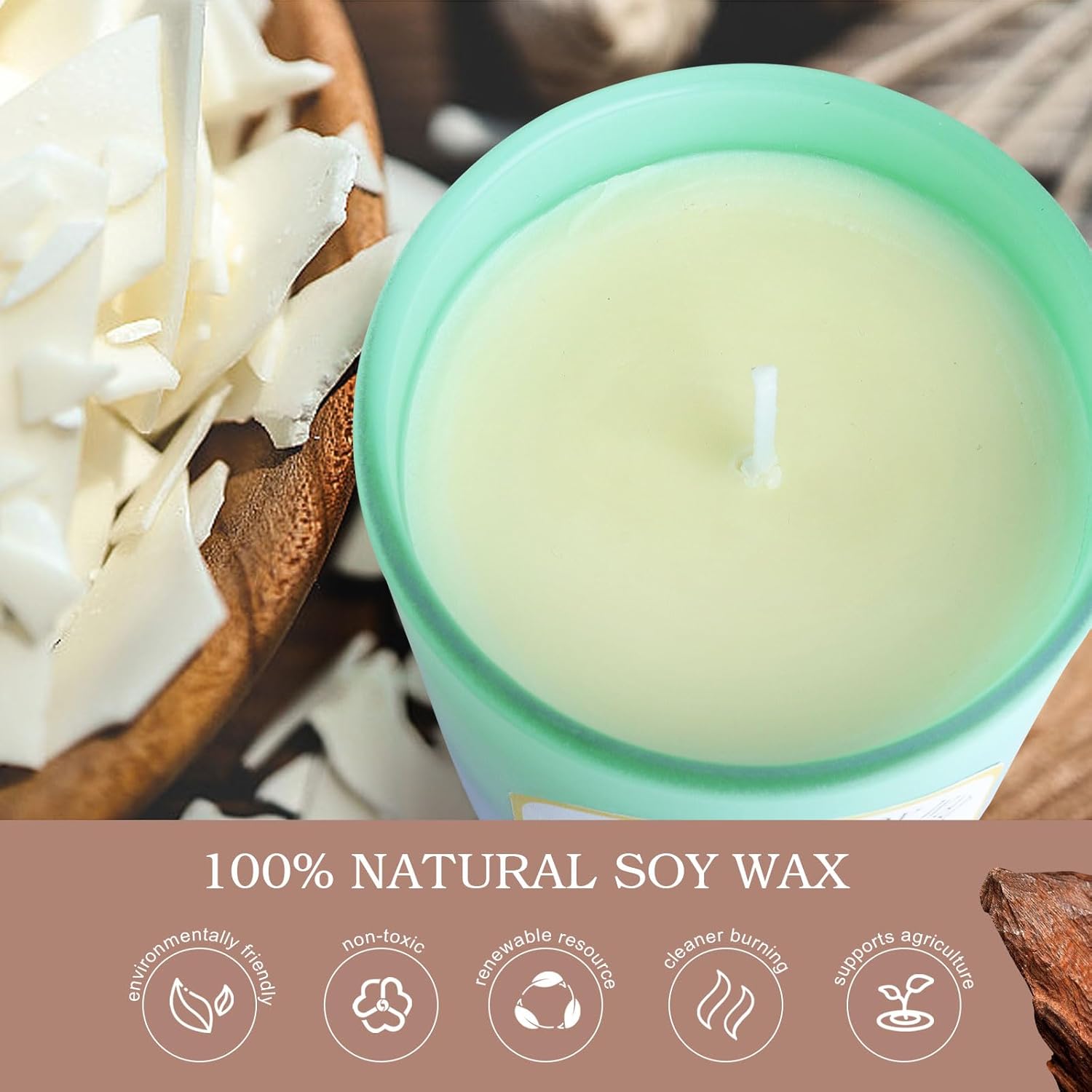 Apple Jasmine Sandalwood Scented Candles Set 5.3oz 35 Hours Burn Time Aromatherapy - Image 2