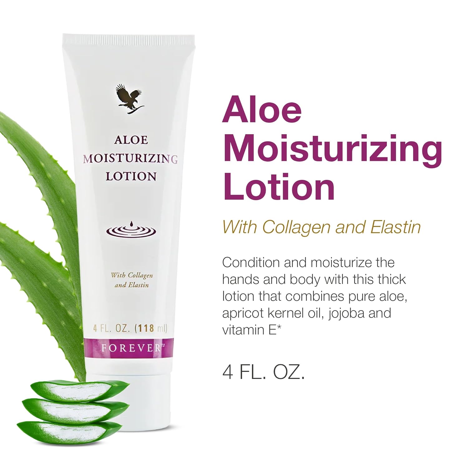 Forever Living Aloe Vera Moisturizing Lotion 4 fl oz with Collagen and Elastin - Image 2