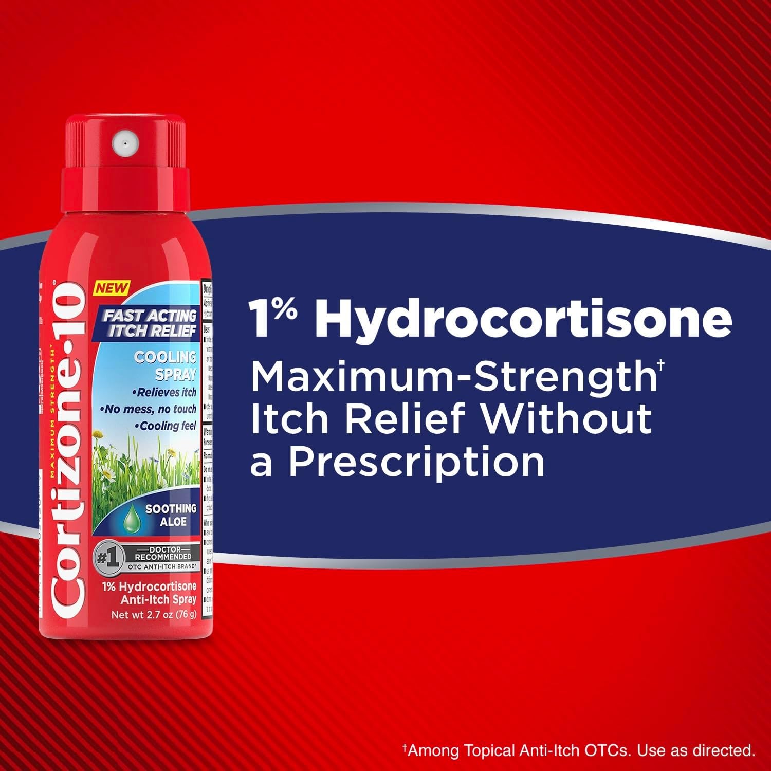 Cortizone 10 Maximum Strength Itch Relief Cooling Spray, Hydrocortisone 1% & Soothing Aloe, Fast-Acting, No-Mess Anti-Itch Spray for Bug Bites, Rash, Eczema, Psoriasis, Poison Ivy & More, 2.7 oz. - Image 4