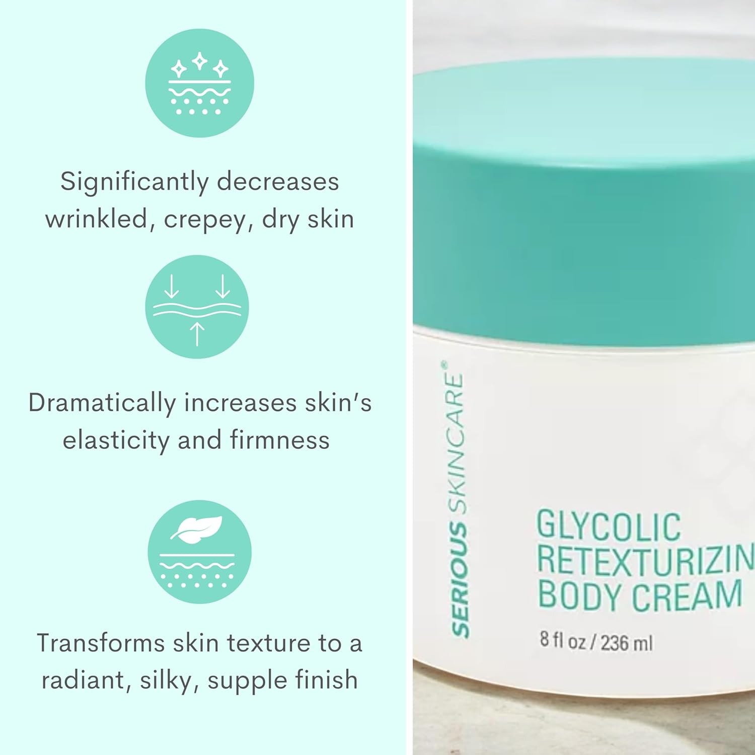 Serious Skincare - Glycolic Firming Retexturizing Body Cream - Moisturizing - Hydrating for Dry Skin - BODY FIT™ - For Crepey and Sagging Skin - Gentle Exfoliation for Smoother Skin - 8 Fl. Oz. - Image 2