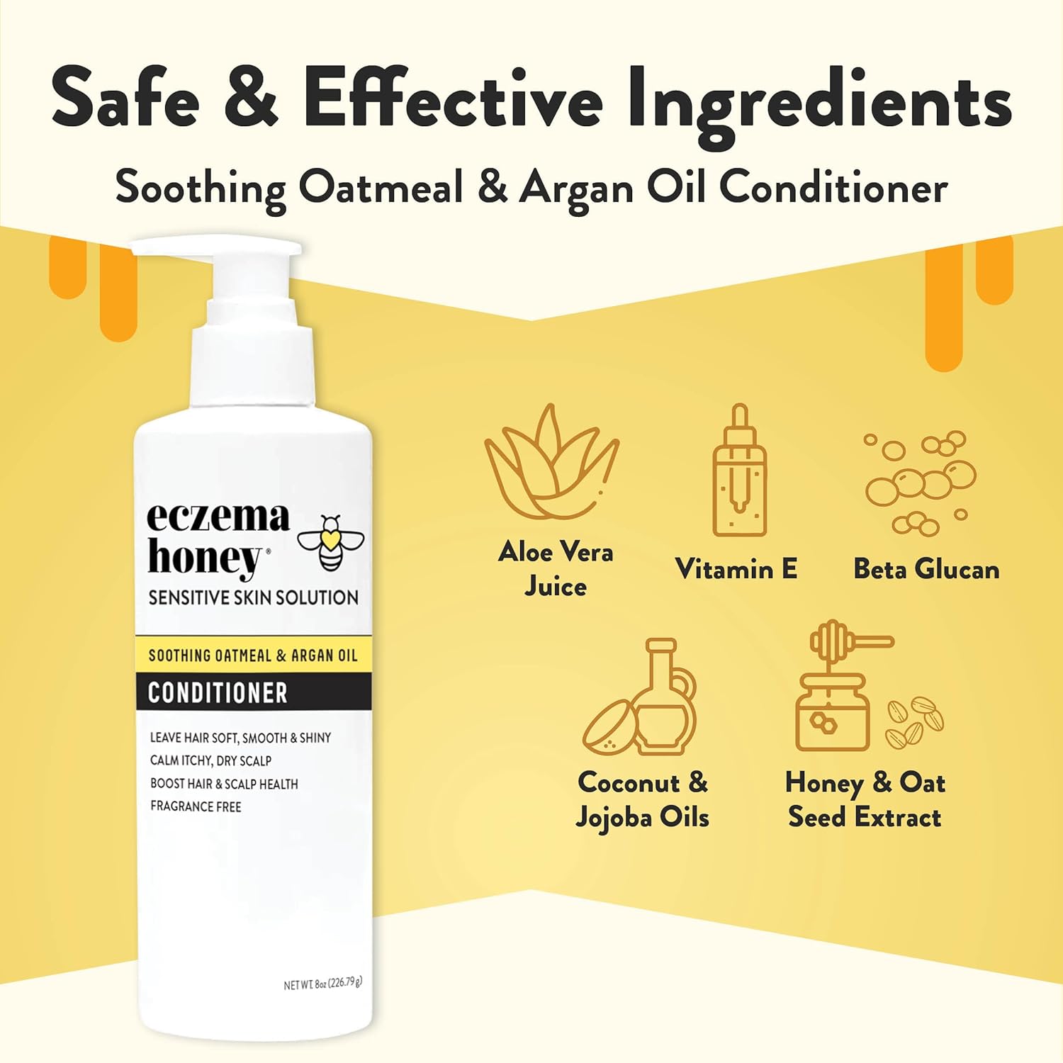 ECZEMA HONEY Nourishing Conditioner - Helps with Psoriasis, Dermatitis, & Flaking - Daily Dandruff Conditioner & Scalp Care - Itchy Scalp Treatment for Men, Women & Kids (8 Oz) - Image 2