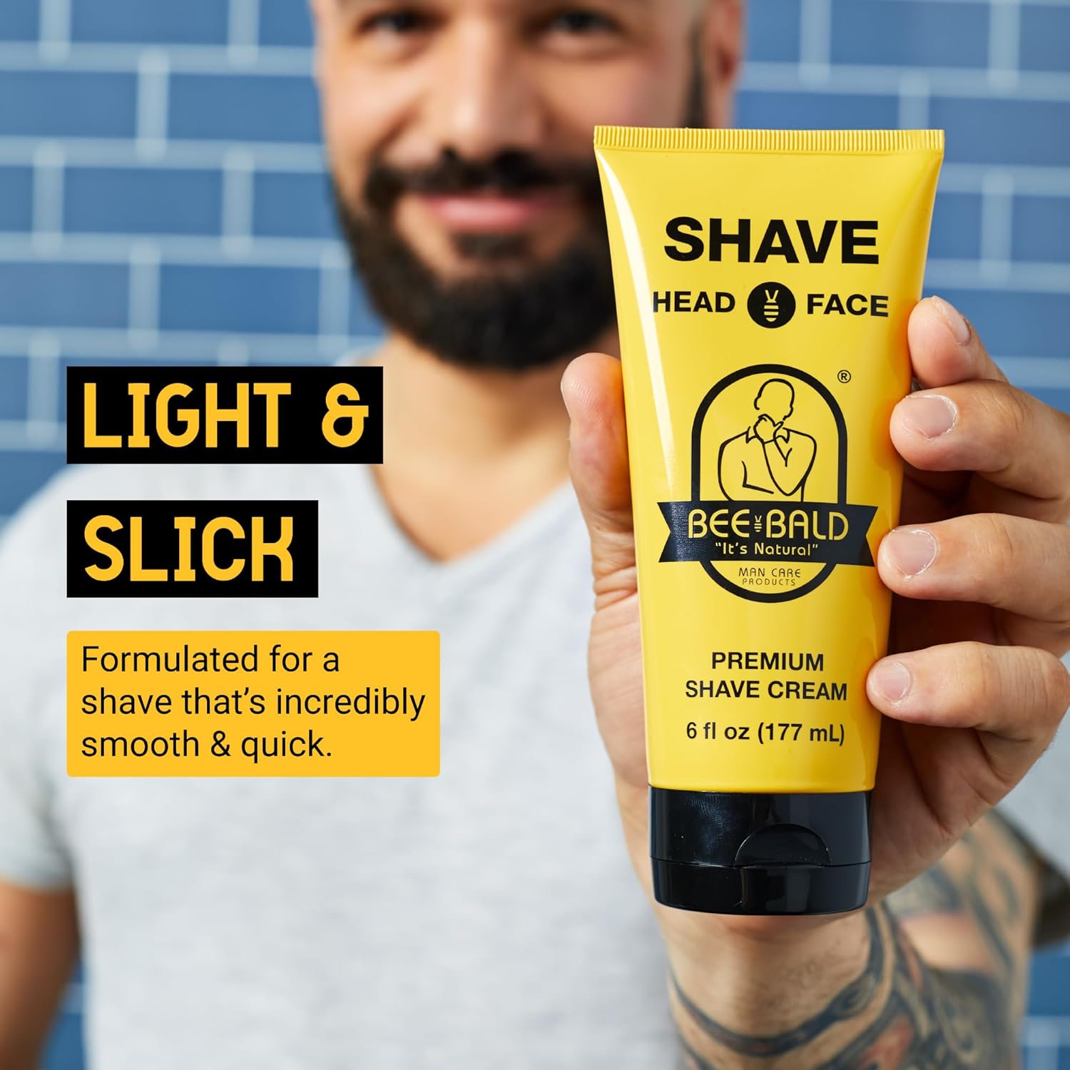 Bee Bald 3-Pack with SHAVE Premium Shaving Cream, HEAL Post-Shave Healing Balm, CLEAN Hydrating Facial Cleanser - Image 2