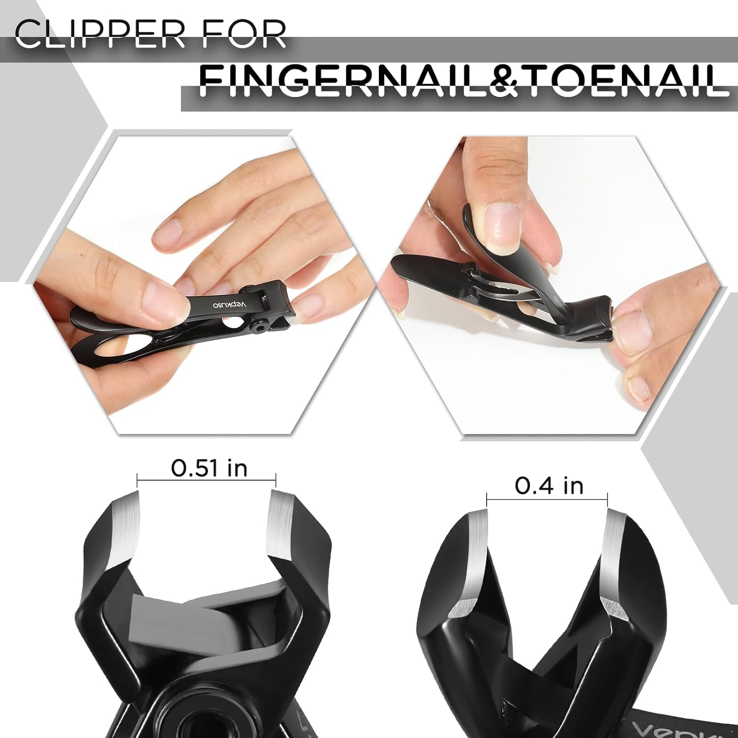 Nail Clippers for Seniors, Wide Jaw Fingernail Clippers and Angled Head Toenail Clippers for Thick Nail, Professional German Nail Clippers for Men, Women&Pregnant,Black - Image 5