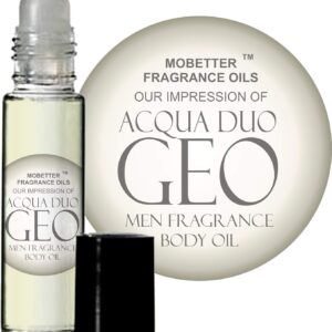 Aqua Duo Geo Cologne Body Oil for Men (10ml Roll On) by Mobetter Fragrance Oils