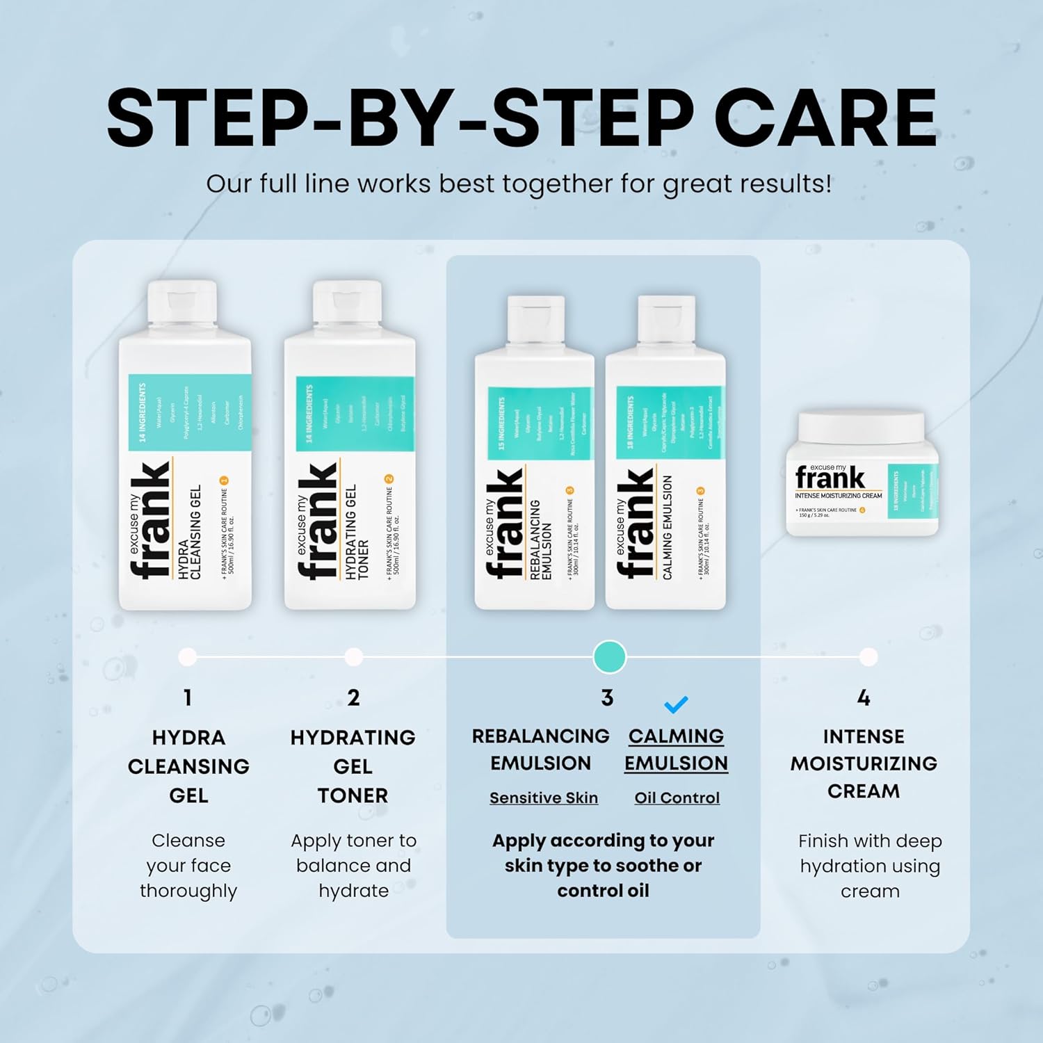 Excuse My Frank Calming Emulsion, Oligo Hyaluronic Acid, Korean Skincare, Vegan, Fragrance Free, 24H Moisture, Skin Barrier Support, Hydrating, Lightweight Moisturizer for Dry & Oily Skin, 10.14fl.oz - Image 7