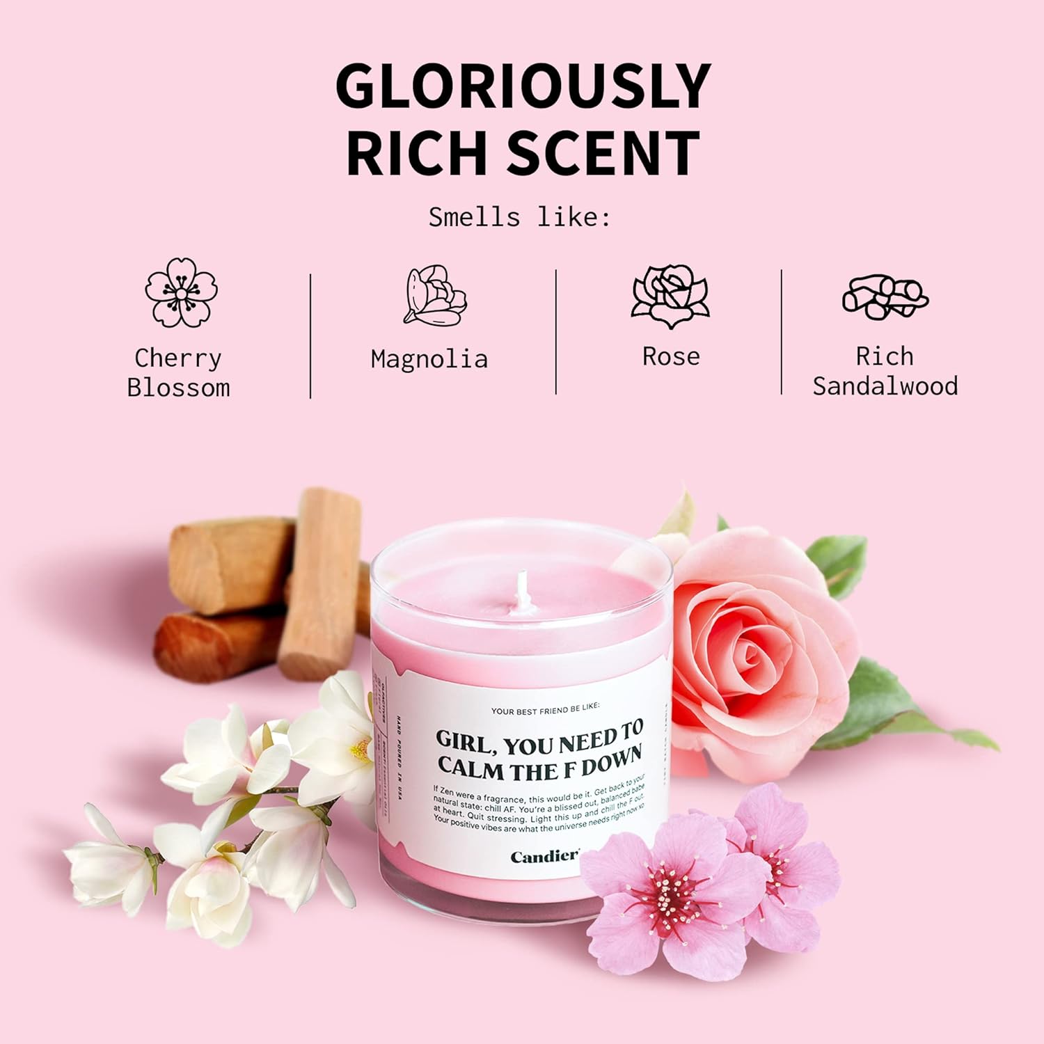 Ryan Porter Calm The F Down Soy Wax Candle - 100% Natural Vegan Cherry Blossom Magnolia Decor Glass - Image 5