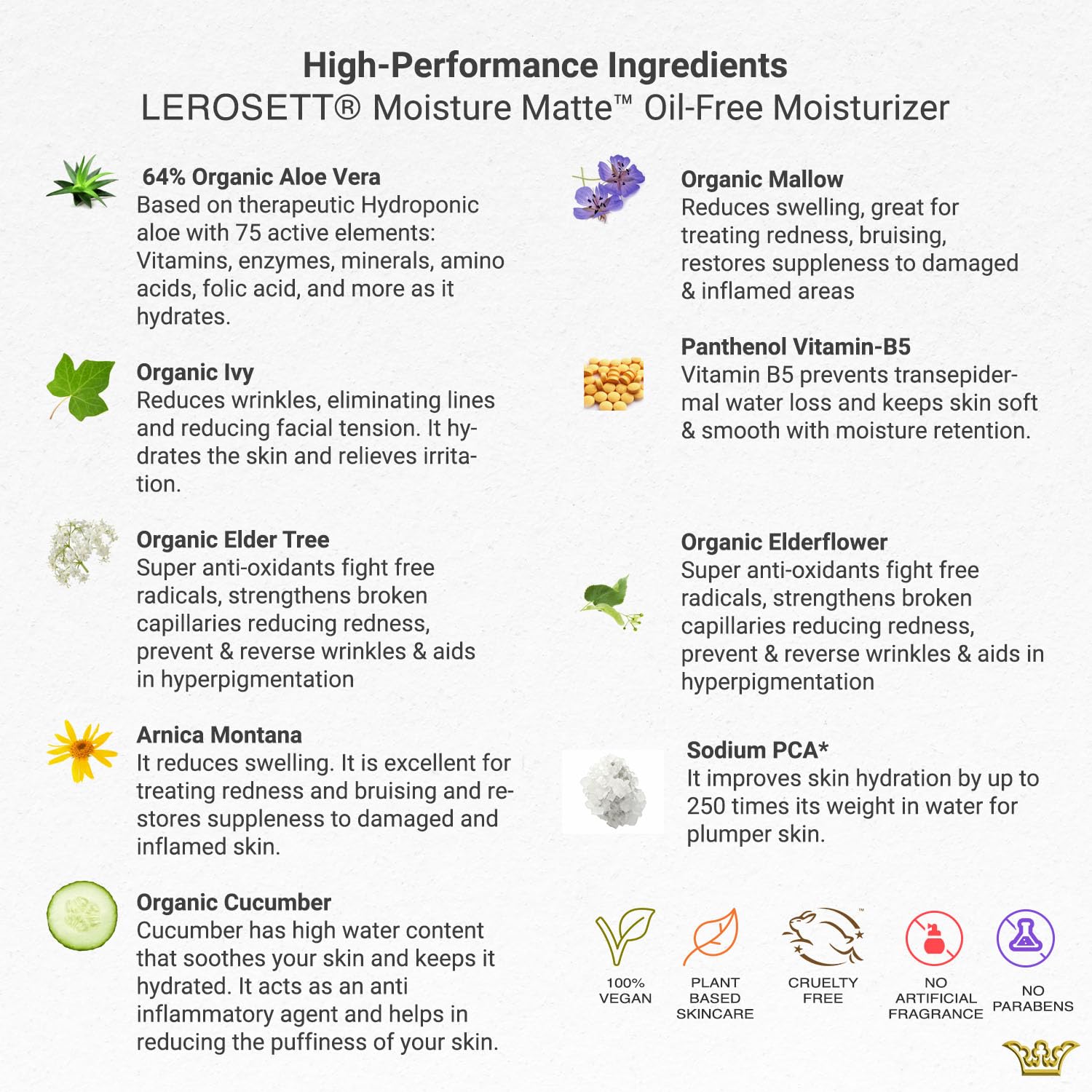LEROSETT Oil-Free Moisturizer for Acne, Moisture Matte for Oily & Sensitive Skin, Vegan Moisturizer, Lightweight & Aloe-Based with Vit-B5 + 7 Soothing Herbals, Non-comedogenic, Fragrance Free - 3 oz - Image 4