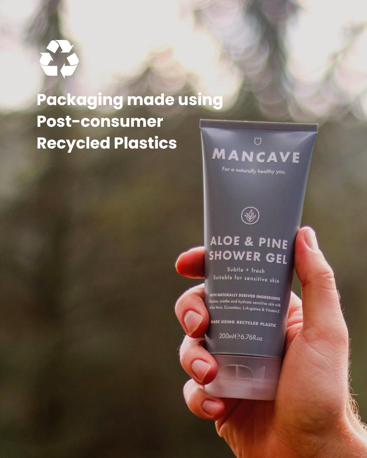 Shower Gel for Men - Aloe & Pine, 200ml - Vegan, Cruelty Free, Sulphate Free Formula - Effectively Cleanses and Moisturizes Sensitive Skin - Image 6