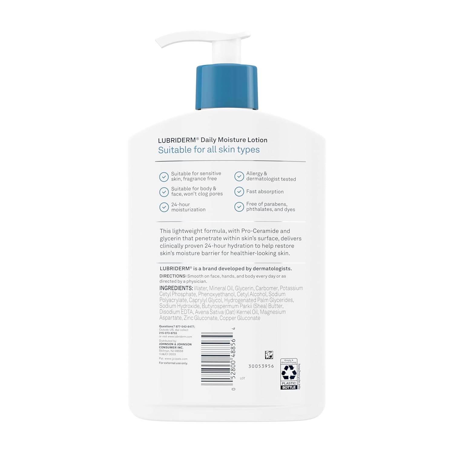 Lubriderm Fragrance Free Daily Moisture Lotion + Pro-Ceramide, Shea Butter & Glycerin, Face, Hand & Body Lotion for Sensitive Skin, Hydrating Lotion for Healthier-Looking Skin, 16 fl. oz - Image 7