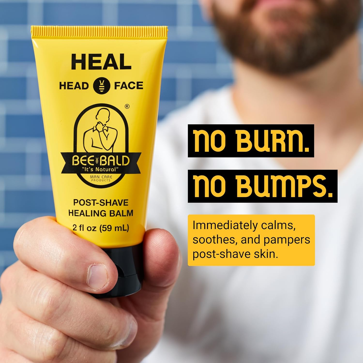Bee Bald 3-Pack with SHAVE Premium Shaving Cream, HEAL Post-Shave Healing Balm, CLEAN Hydrating Facial Cleanser - Image 3