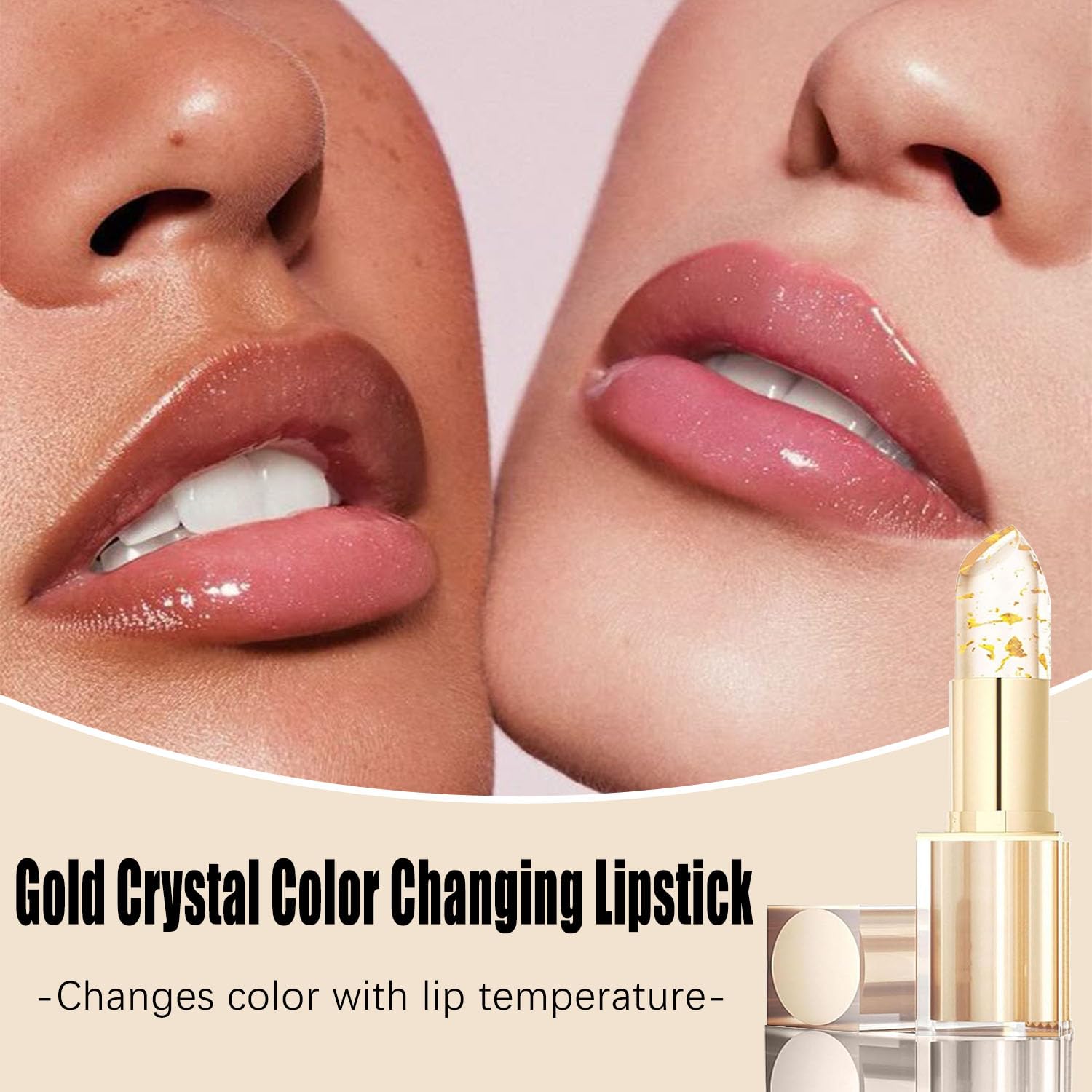 Transfer Color Changing Lipstick, Gold Crystal Color Changing Lipstick, Long Lasting Nutritious Lip, Magic Temperature Color Change Lip - Image 2