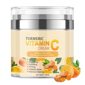 Turmeric Vitamin C Face Cream, Anti-Aging Turmeric Cream, Firming Skin, Improve Acne and Reduce Dark Spots, Even Skin Tone, Turmeric Vitamin C Cream Deeply Hydration,Repair Improve Dull Skin