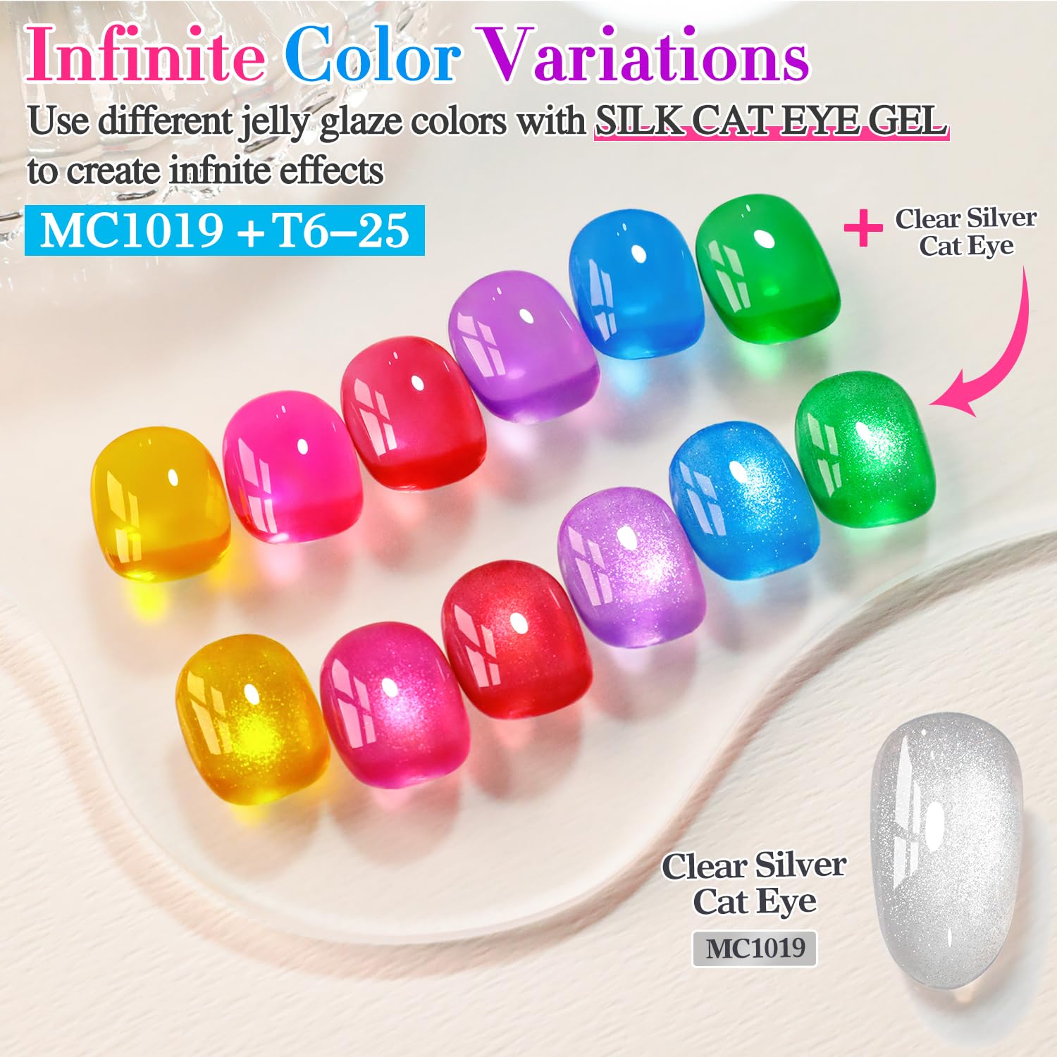 Double Rhythm 6 Pcs 15 ML Gel Polish Set Same Color Same Bottle Soak Off Gel Polish Kit Nail Art Manicure Salon DIY at Home for Women (Jelly Yellow Pink Red Purple Blue-T6-25) - Image 3